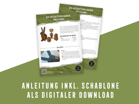 Osterdeko basteln: DIY-Steckfiguren aus Holz - Anleitung inkl. Schablone (PDF Download)