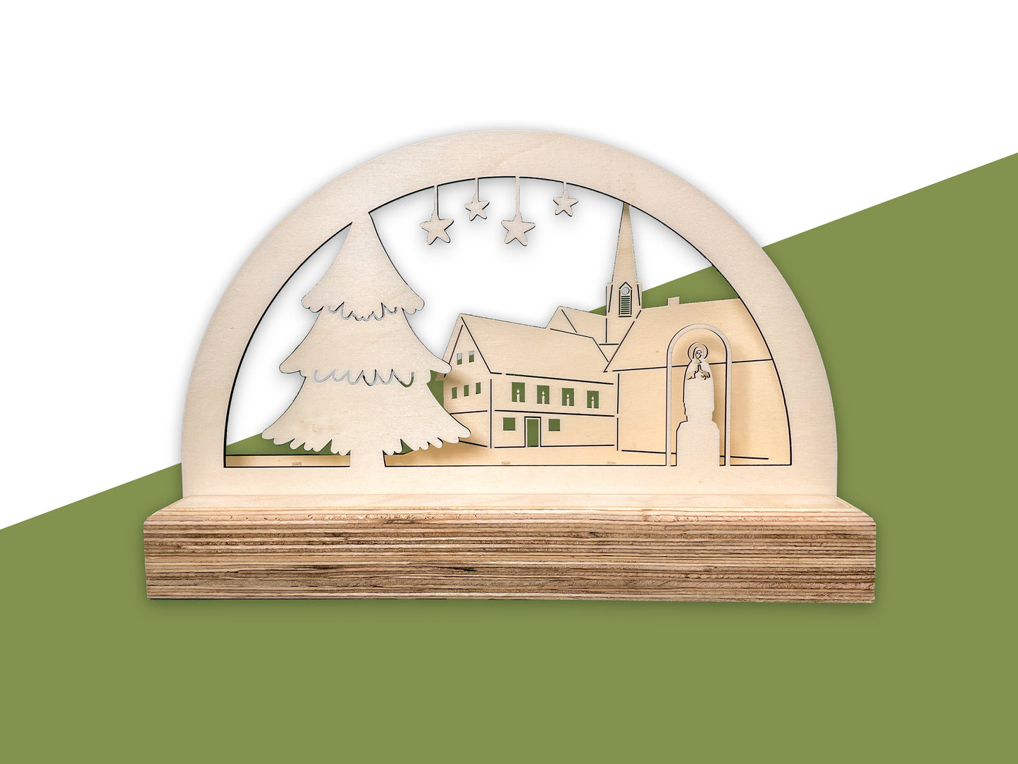 Handgefertigter Schwibbogen Ettlingen-Oberweier mit LED-Sockel – Ein Stück Heimat zum Leuchten