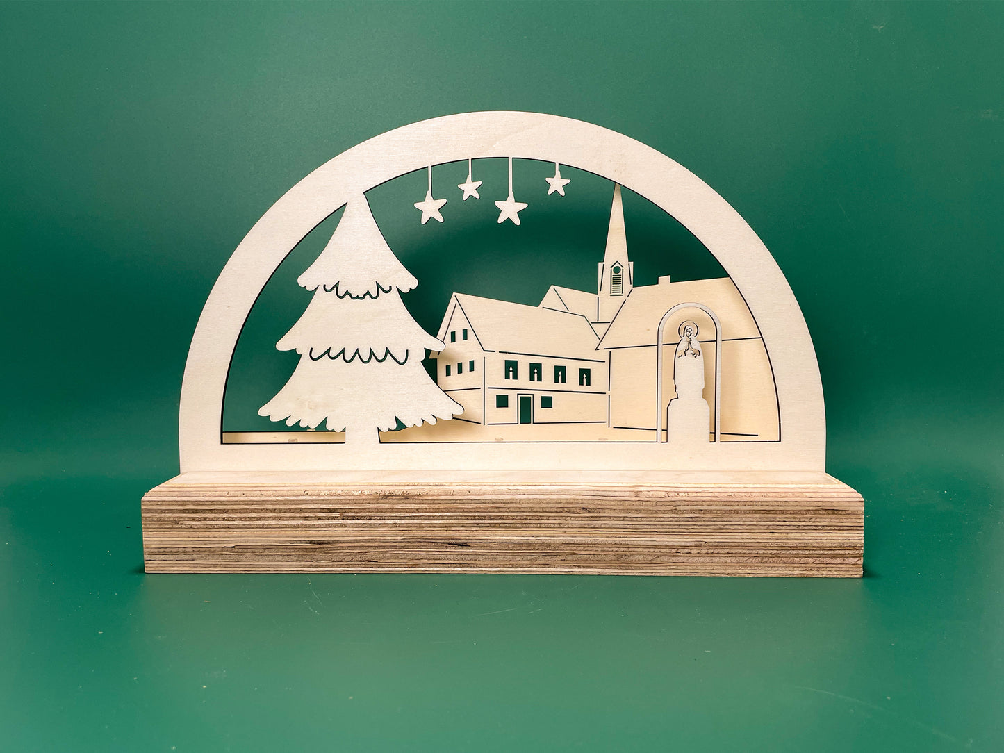 Handgefertigter Schwibbogen Ettlingen-Oberweier mit LED-Sockel – Ein Stück Heimat zum Leuchten