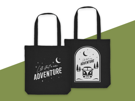 Organic Tote-Bag „Let’s Start a New Adventure – Camping“