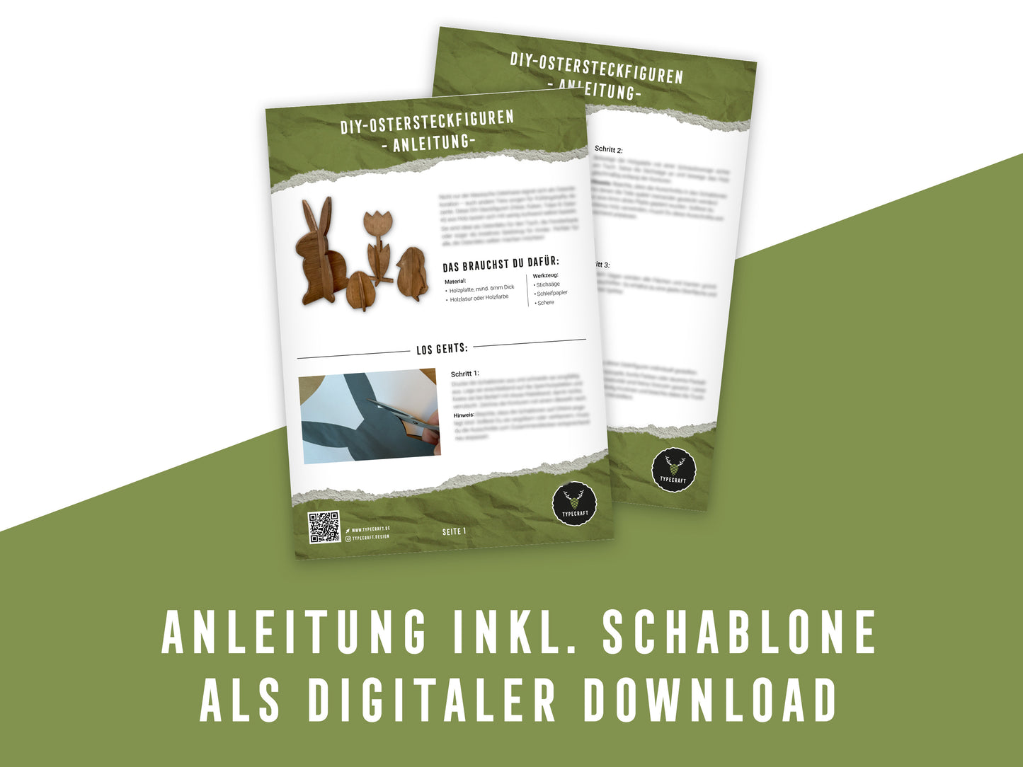 Osterdeko basteln: DIY-Steckfiguren aus Holz - Anleitung inkl. Schablone (PDF Download)