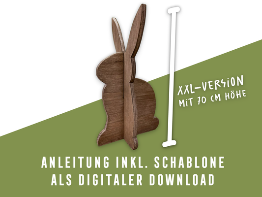 XXL-Osterdeko basteln: DIY-Steckfigur Osterhase aus Holz - Anleitung inkl. Schablone (PDF Download)